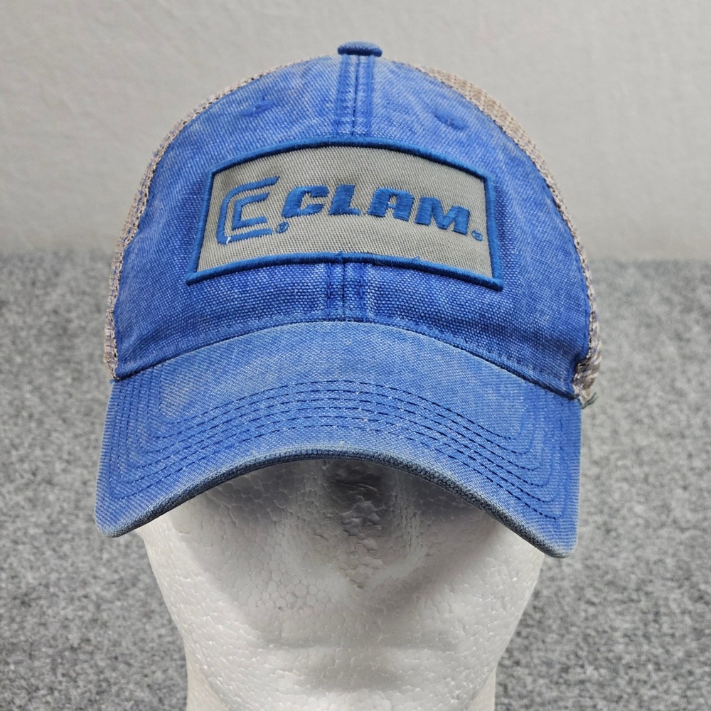 Clam Outdoors Trucker Hat Ice Fishing Mens Blue Mesh‎ Snapback Outdoors Workwear